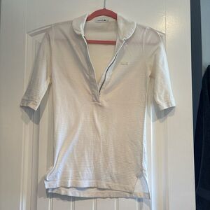 Lacoste Off-White Zippered Polo Down Shirt